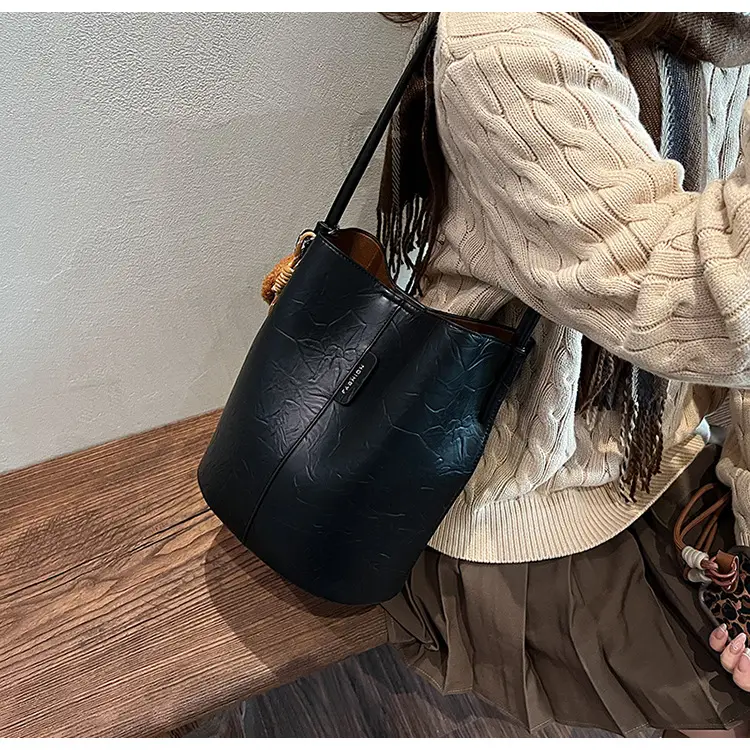 Korean Style Brown Bucket Bag for Women — feature 46