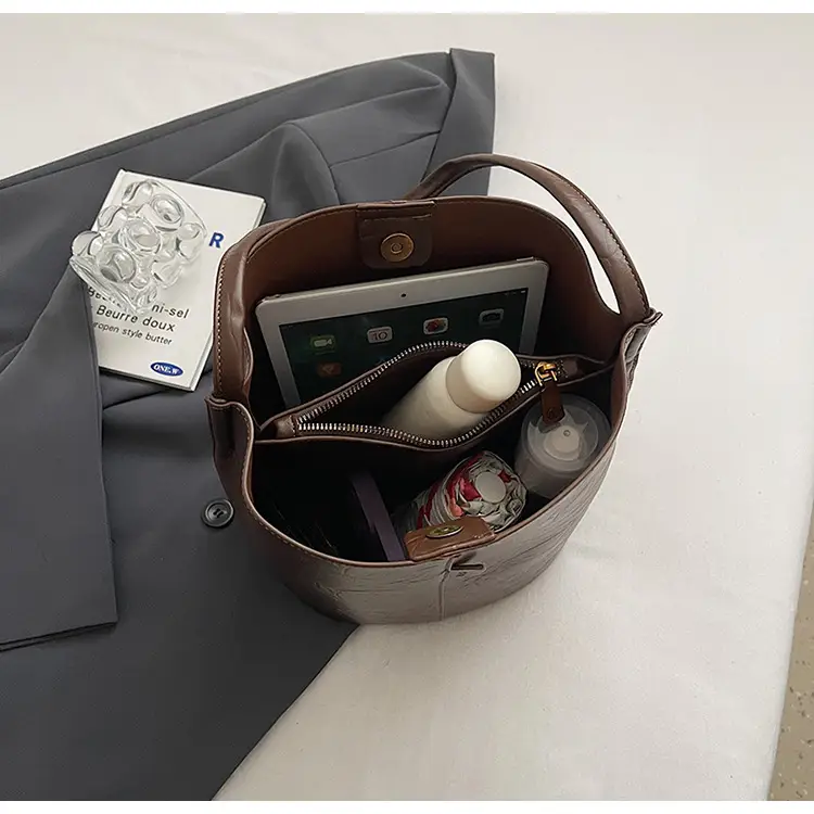 Korean Style Brown Bucket Bag for Women — feature 48