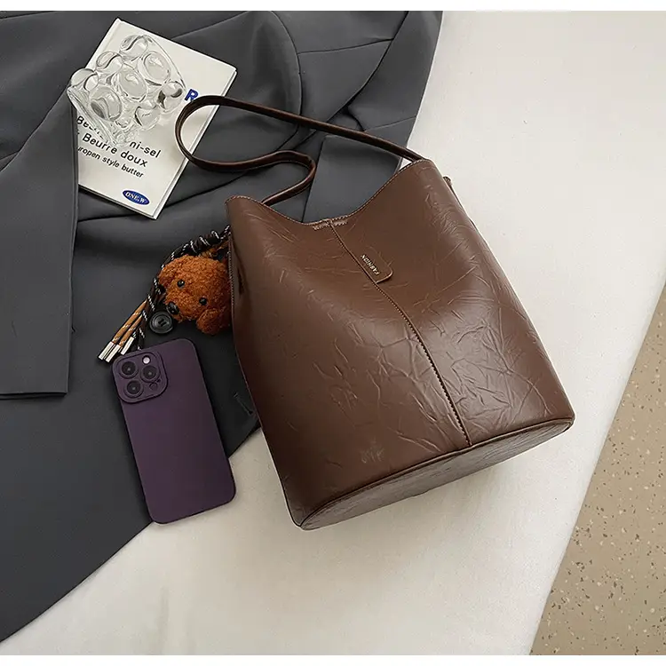 Korean Style Brown Bucket Bag for Women — feature 49