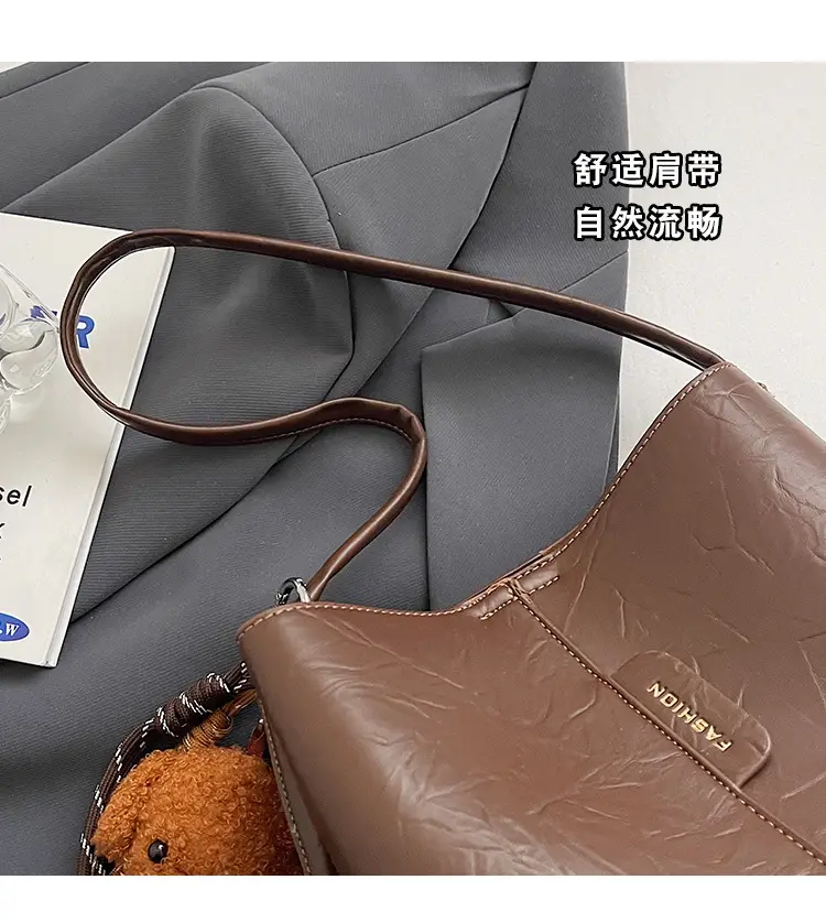 Korean Style Brown Bucket Bag for Women — feature 5
