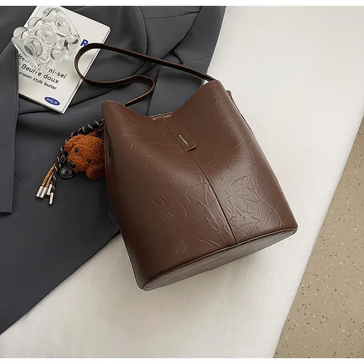 Korean Style Brown Bucket Bag for Women — feature 50