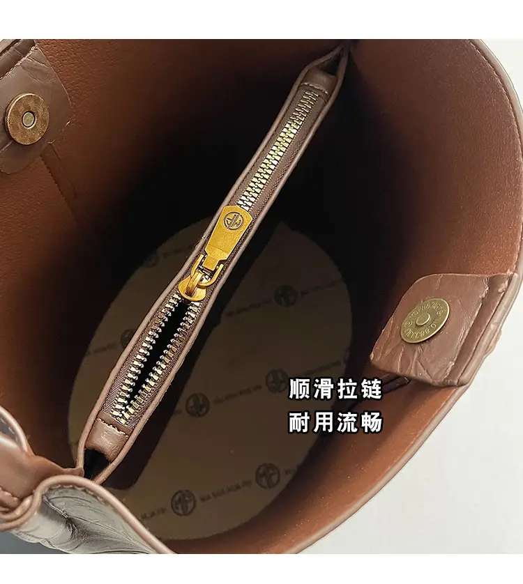 Korean Style Brown Bucket Bag for Women — feature 6