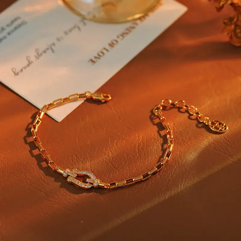 Zircon Rose Gold Horseshoe Bracelet for Women - Image 3