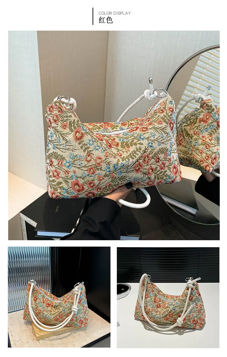 Japanese Floral Canvas Shoulder Bag Large Capacity — feature 10