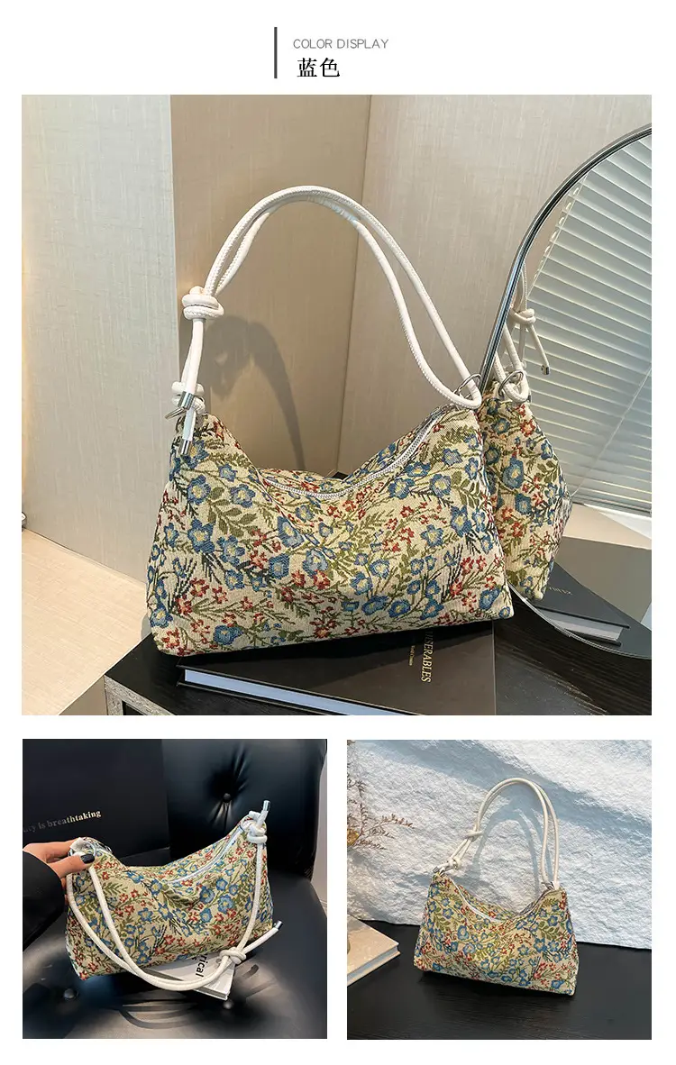 Japanese Floral Canvas Shoulder Bag Large Capacity — feature 11