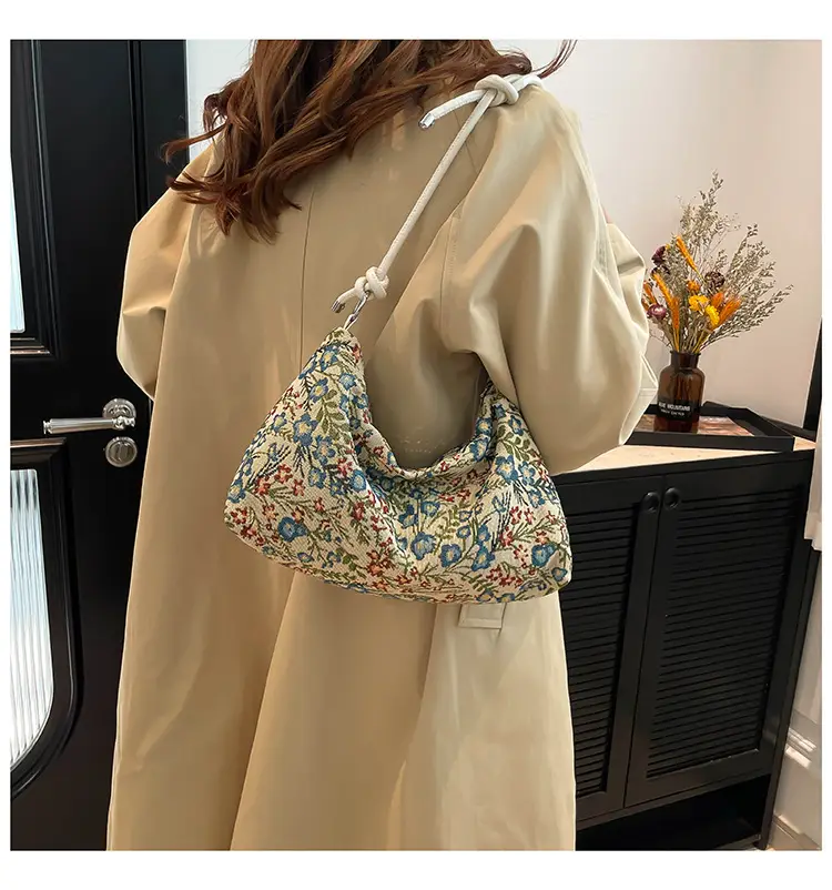 Japanese Floral Canvas Shoulder Bag Large Capacity — feature 12