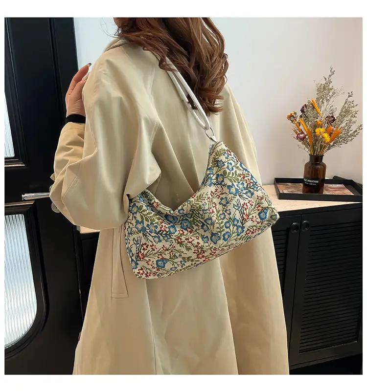 Japanese Floral Canvas Shoulder Bag Large Capacity — feature 13