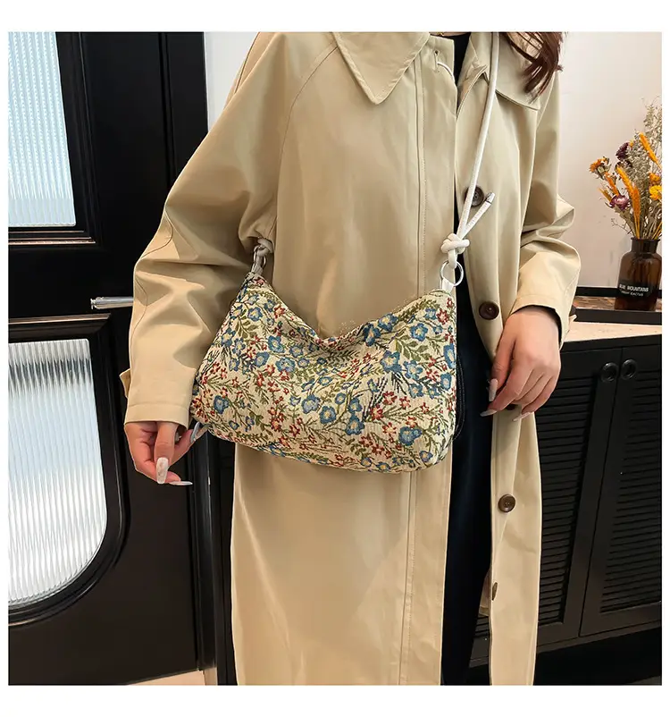 Japanese Floral Canvas Shoulder Bag Large Capacity — feature 16