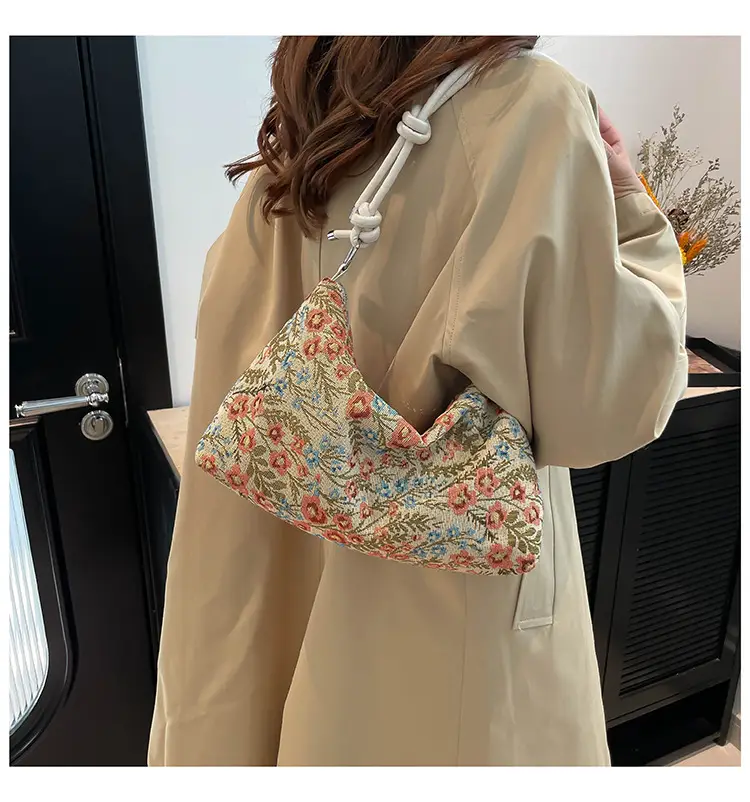 Japanese Floral Canvas Shoulder Bag Large Capacity — feature 17