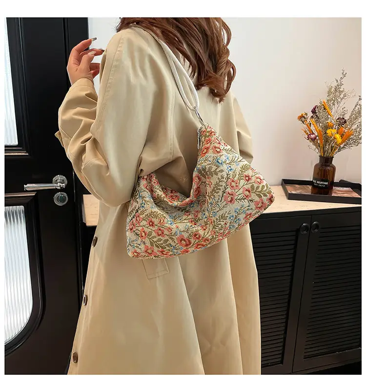 Japanese Floral Canvas Shoulder Bag Large Capacity — feature 18