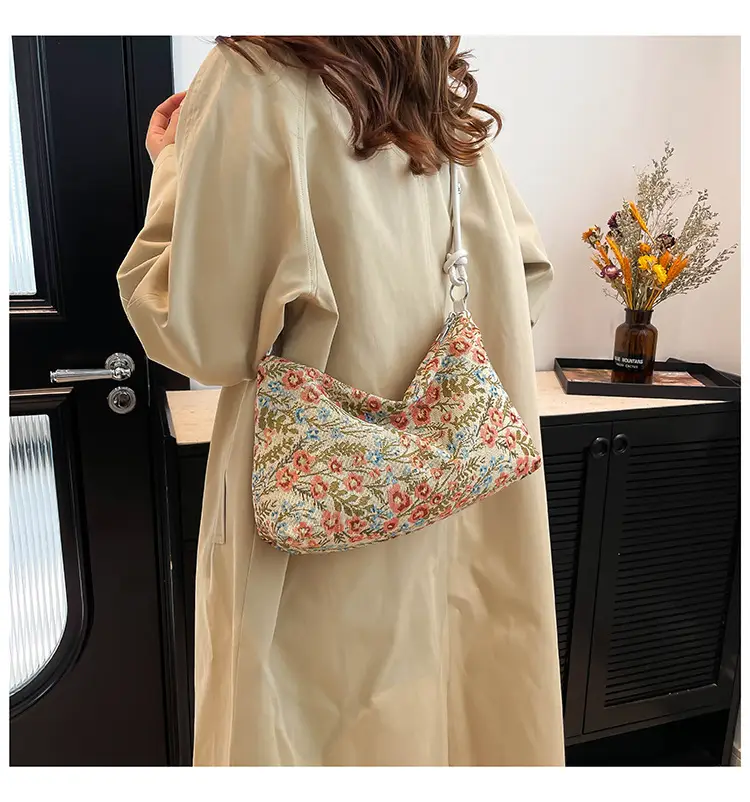 Japanese Floral Canvas Shoulder Bag Large Capacity — feature 20