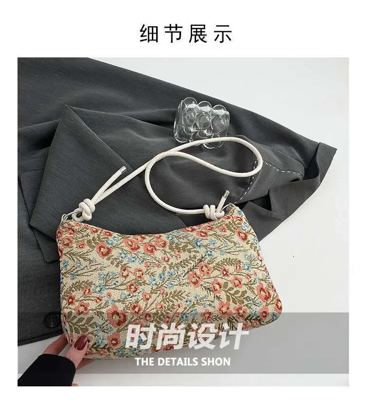 Japanese Floral Canvas Shoulder Bag Large Capacity — feature 3