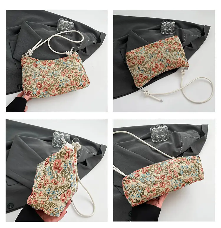 Japanese Floral Canvas Shoulder Bag Large Capacity — feature 9