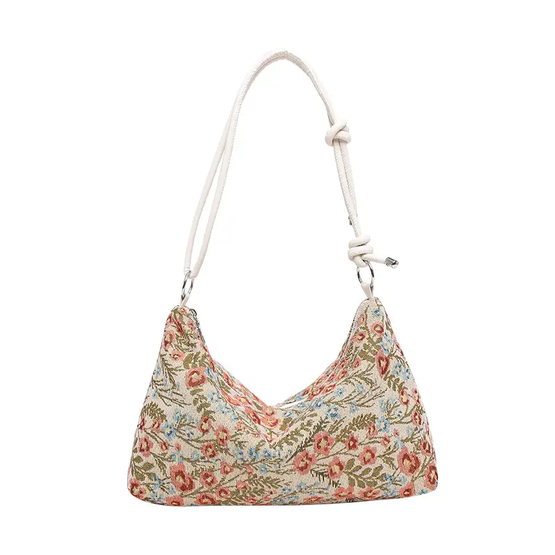 Japanese Floral Canvas Shoulder Bag Large Capacity
