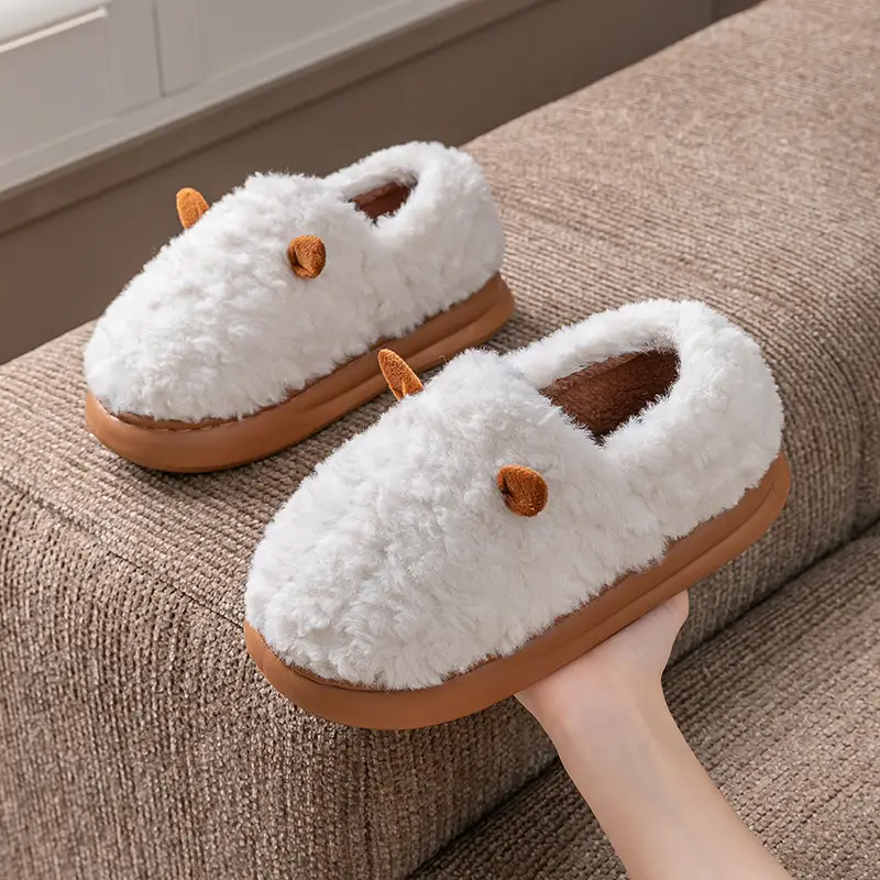 Women's Winter Plush Cotton Slippers Closed Back - Image 10