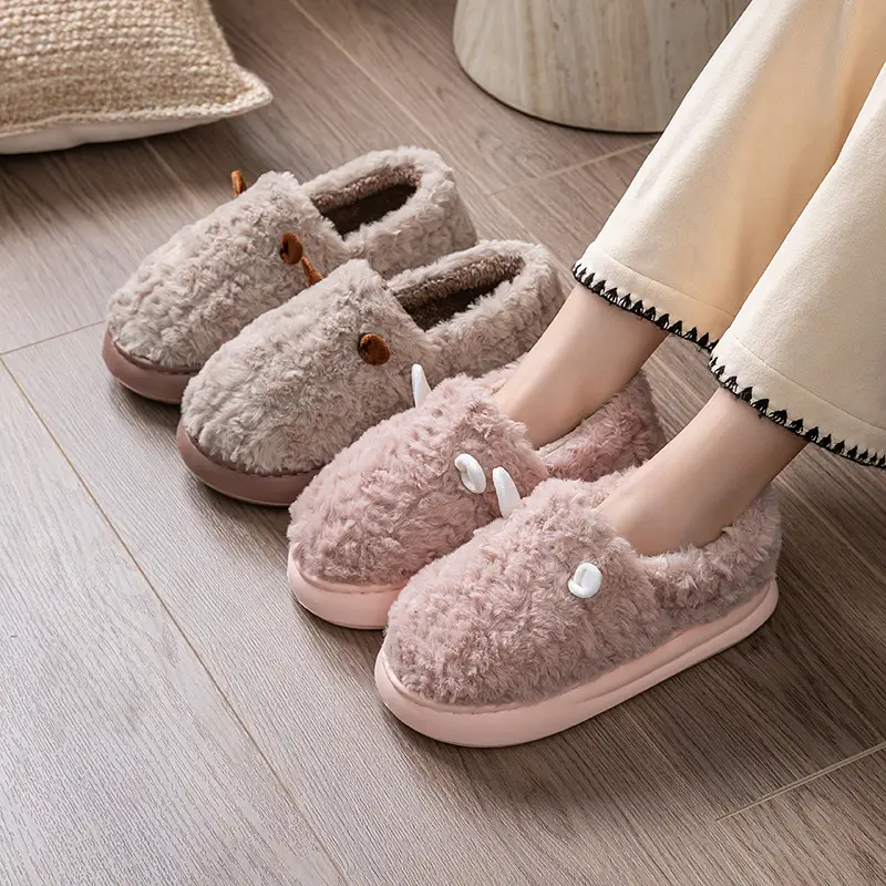 Women's Winter Plush Cotton Slippers Closed Back - Image 12
