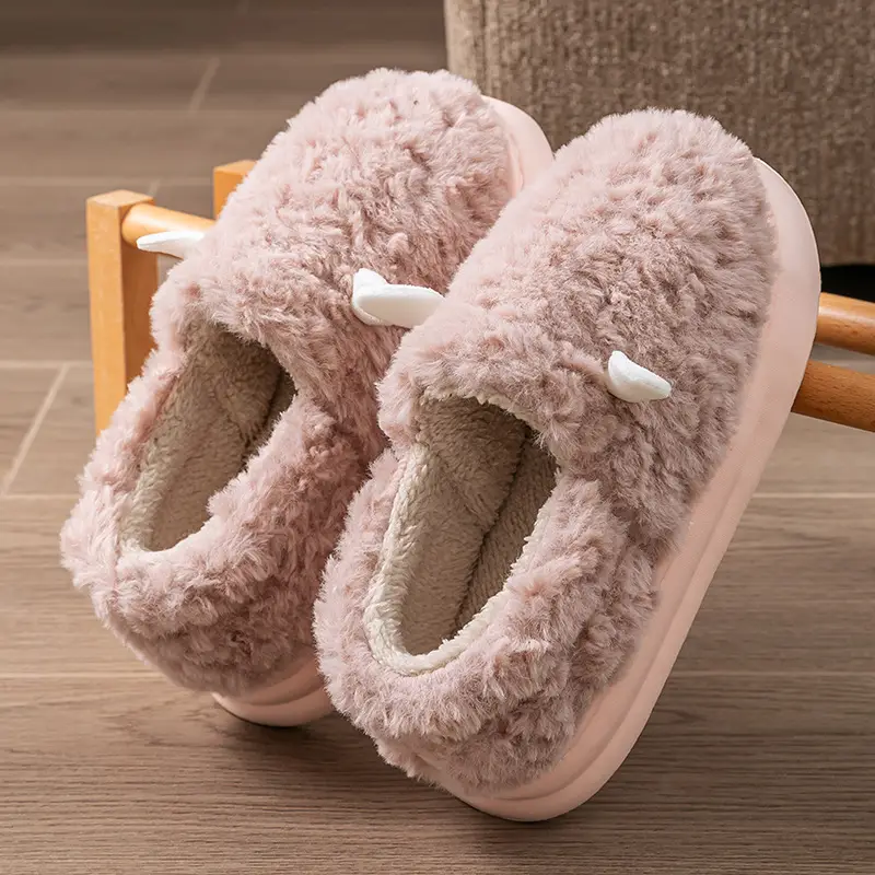 Women's Winter Plush Cotton Slippers Closed Back - Image 3