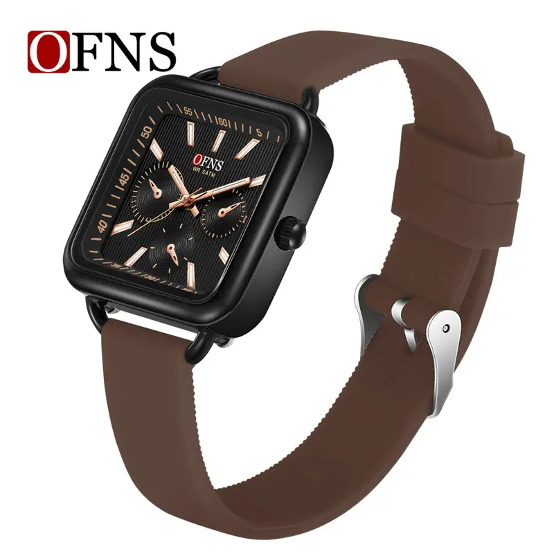 Oufs Black Women's Quartz Watch with Silicone Band - Image 6