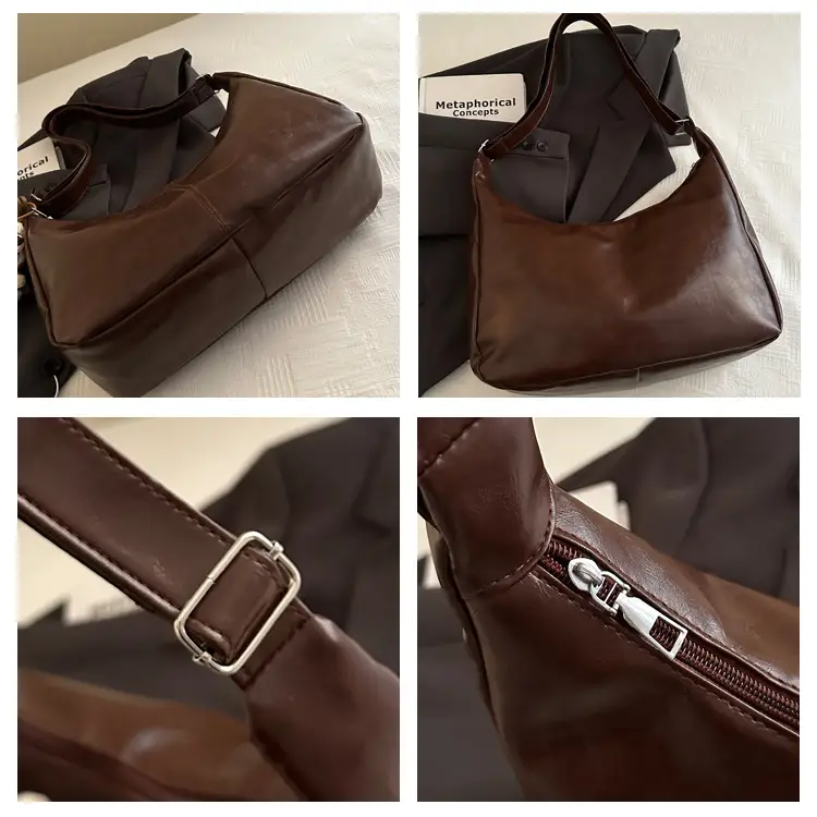 Trendy Red Leather Shoulder Tote Bag for Women — feature 9