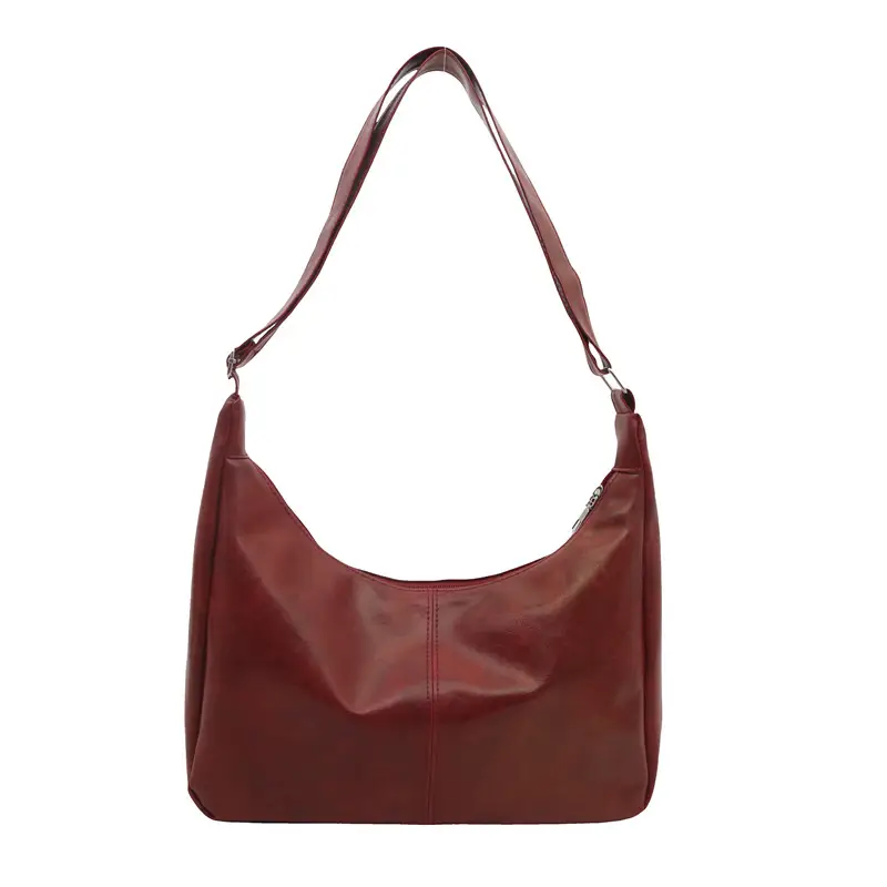Trendy Red Leather Shoulder Tote Bag for Women