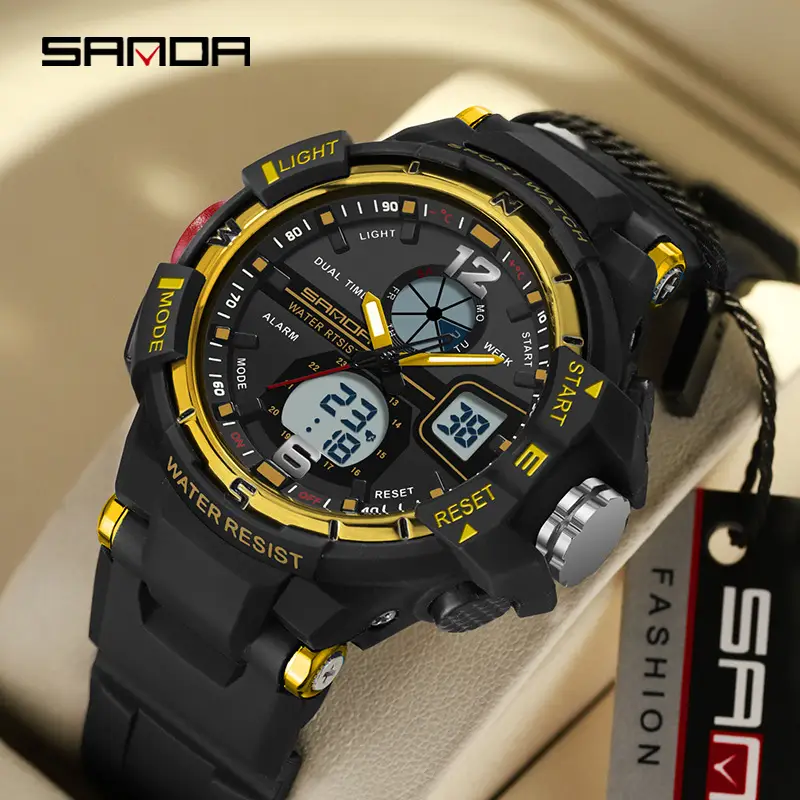 Sanda Black GPS Digital Watch for Men Women