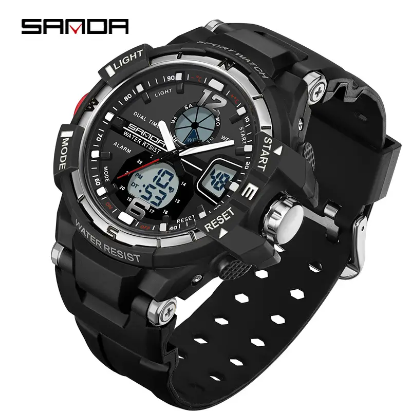 Sanda Black GPS Digital Watch for Men Women