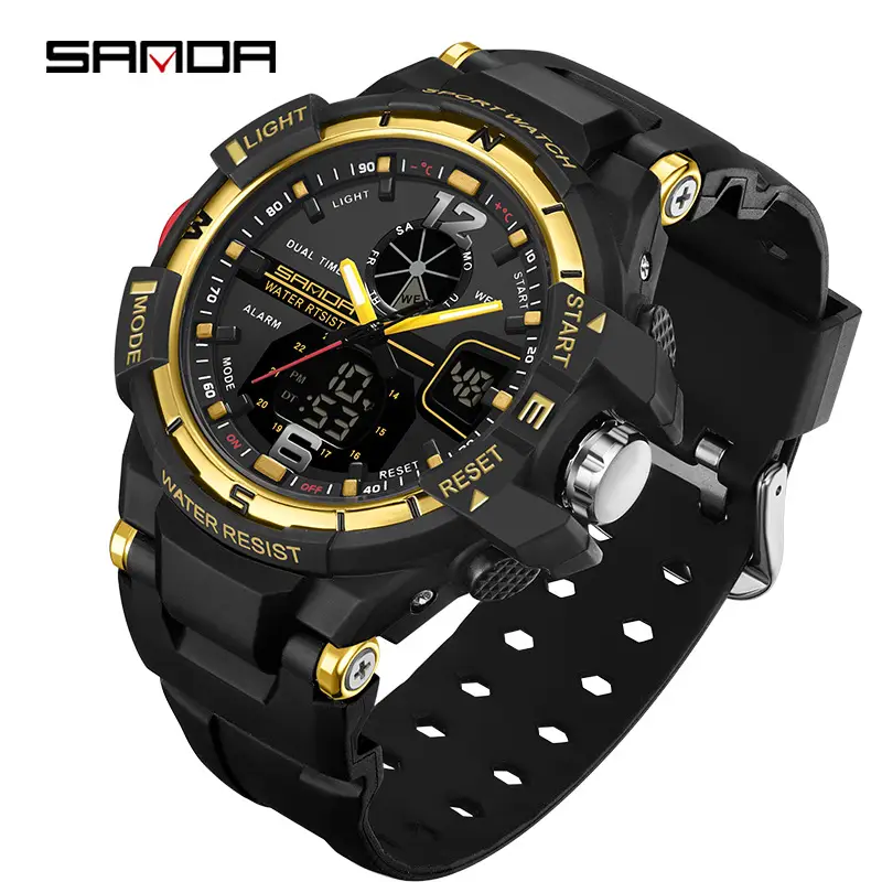 Sanda Black GPS Digital Watch for Men Women