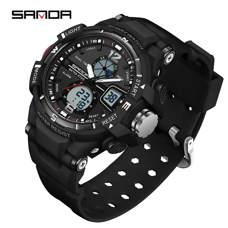 Sanda Black GPS Digital Watch for Men Women