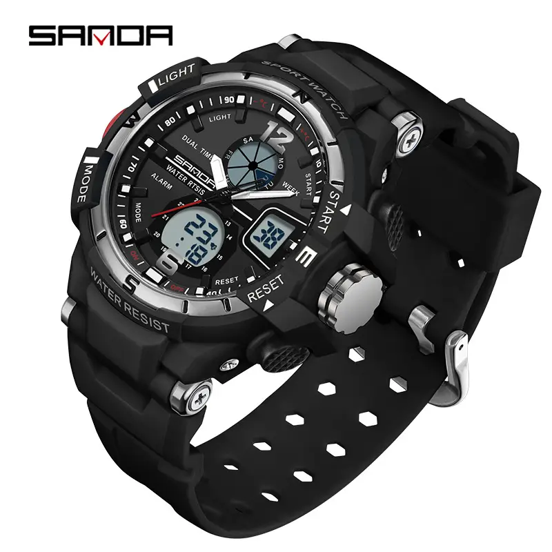 Sanda Black GPS Digital Watch for Men Women