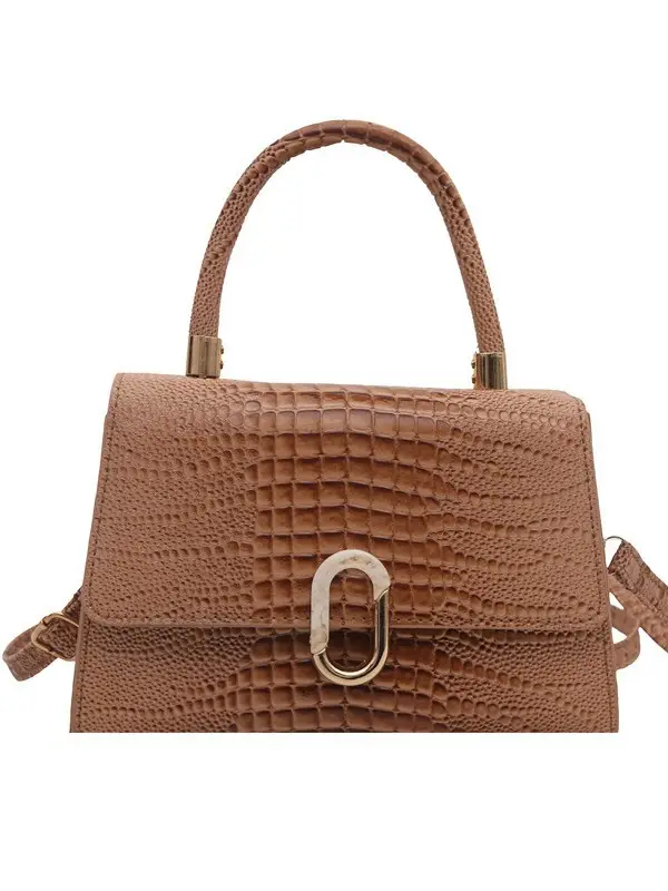 Women's Retro Square Bag Brown Crocodile Print Spring 2025 - Image 10