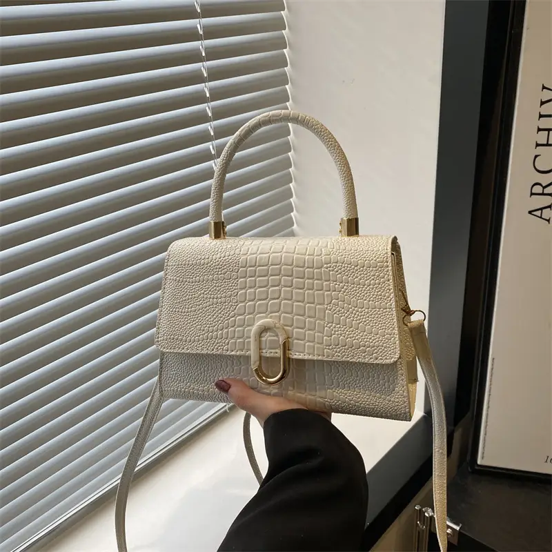 Women's Retro Square Bag Brown Crocodile Print Spring 2025 - Image 2