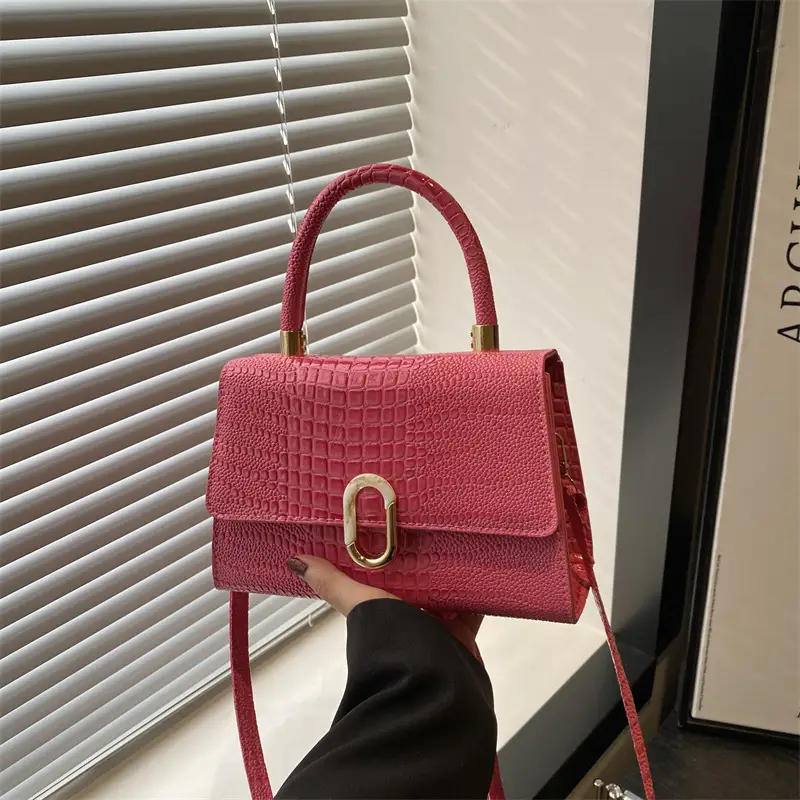 Women's Retro Square Bag Brown Crocodile Print Spring 2025 - Image 5