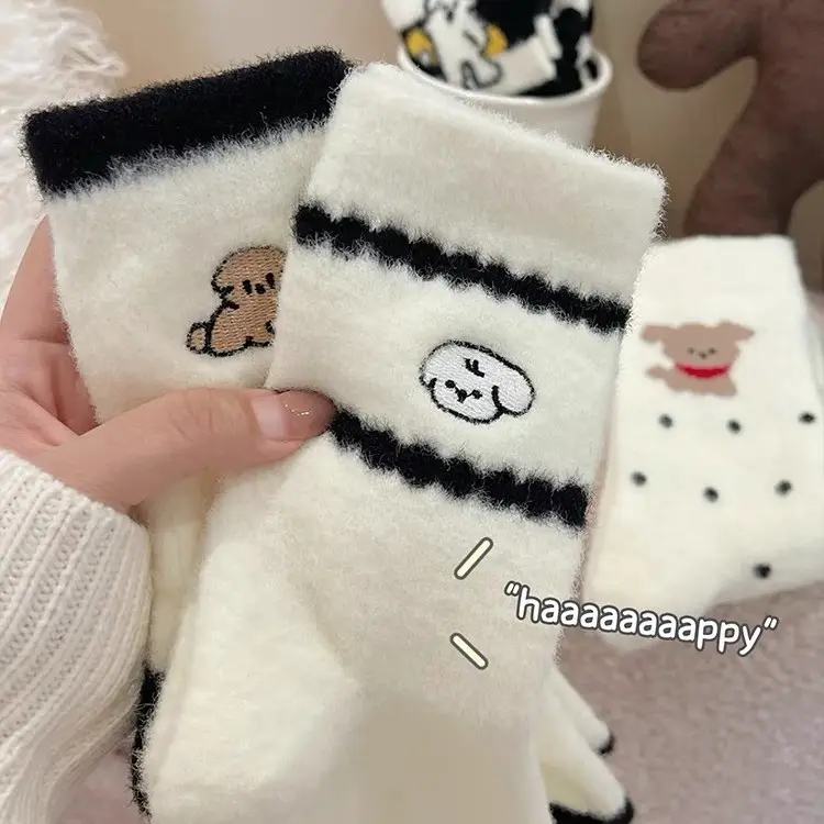 Australian velvet thick socks women's warm fleece-lined thick tube socks winter confinement socks postpartum autumn and winter cute sleep socks — feature 1