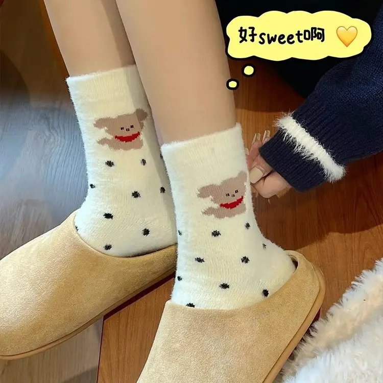 Australian velvet thick socks women's warm fleece-lined thick tube socks winter confinement socks postpartum autumn and winter cute sleep socks — feature 2