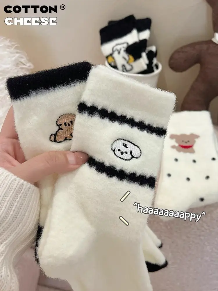 Australian velvet thick socks women's warm fleece-lined thick tube socks winter confinement socks postpartum autumn and winter cute sleep socks — feature 6