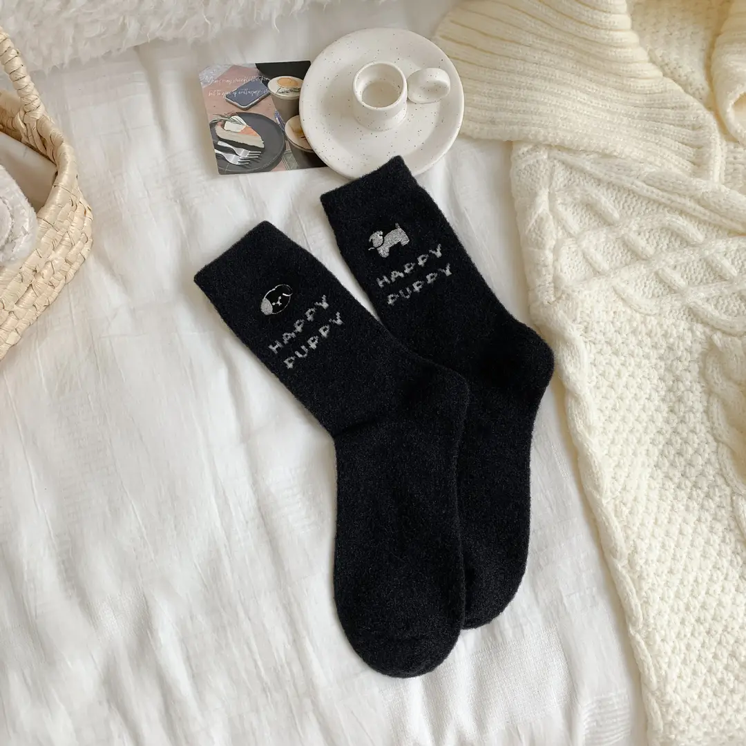 Australian velvet thick socks women's warm fleece-lined thick tube socks winter confinement socks postpartum autumn and winter cute sleep socks