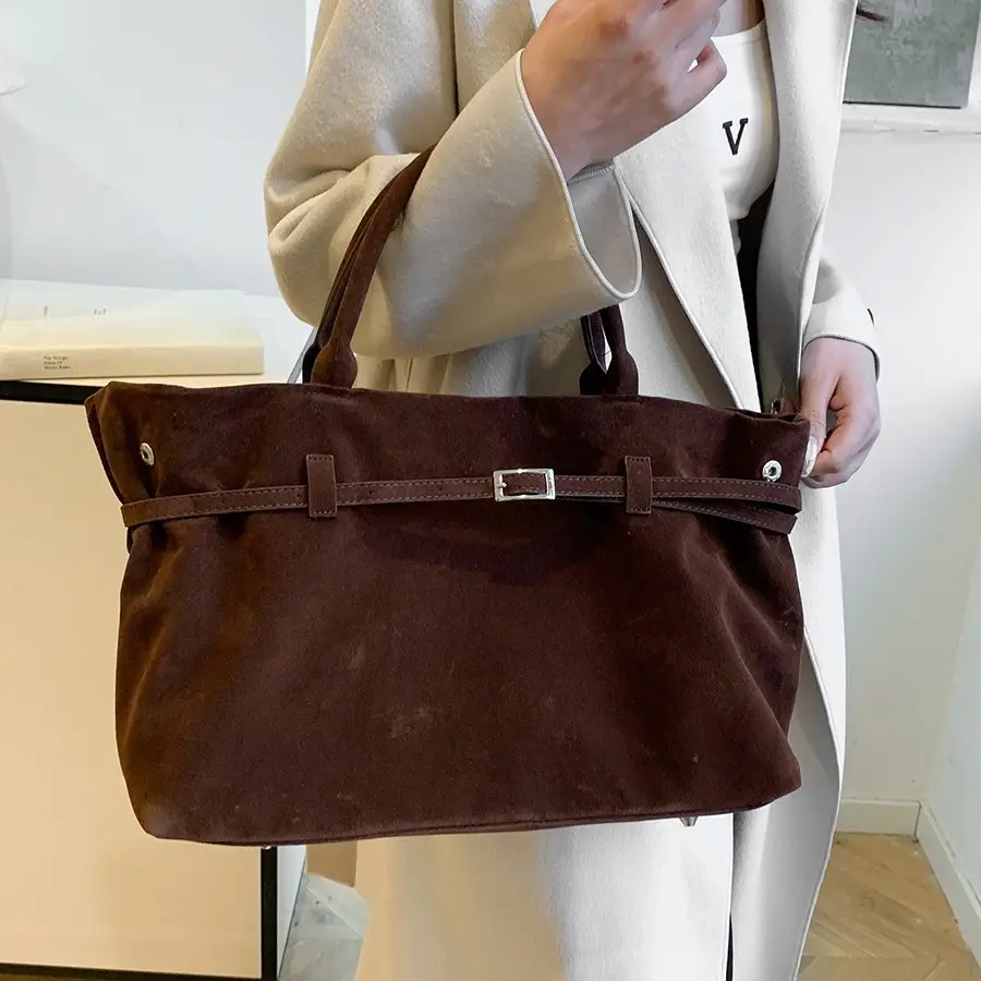 Retro Suede Leather Commuter Bag for Women