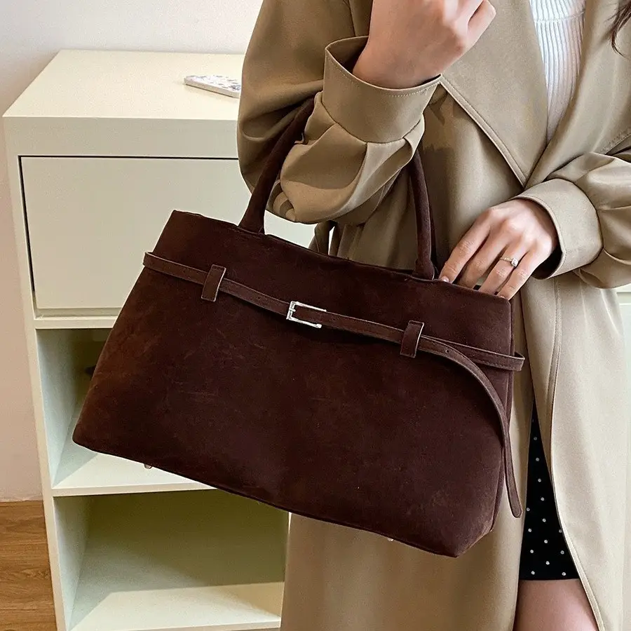 Retro Suede Leather Commuter Bag for Women