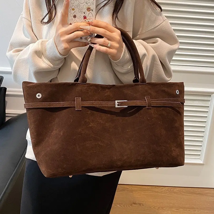 Retro Suede Leather Commuter Bag for Women