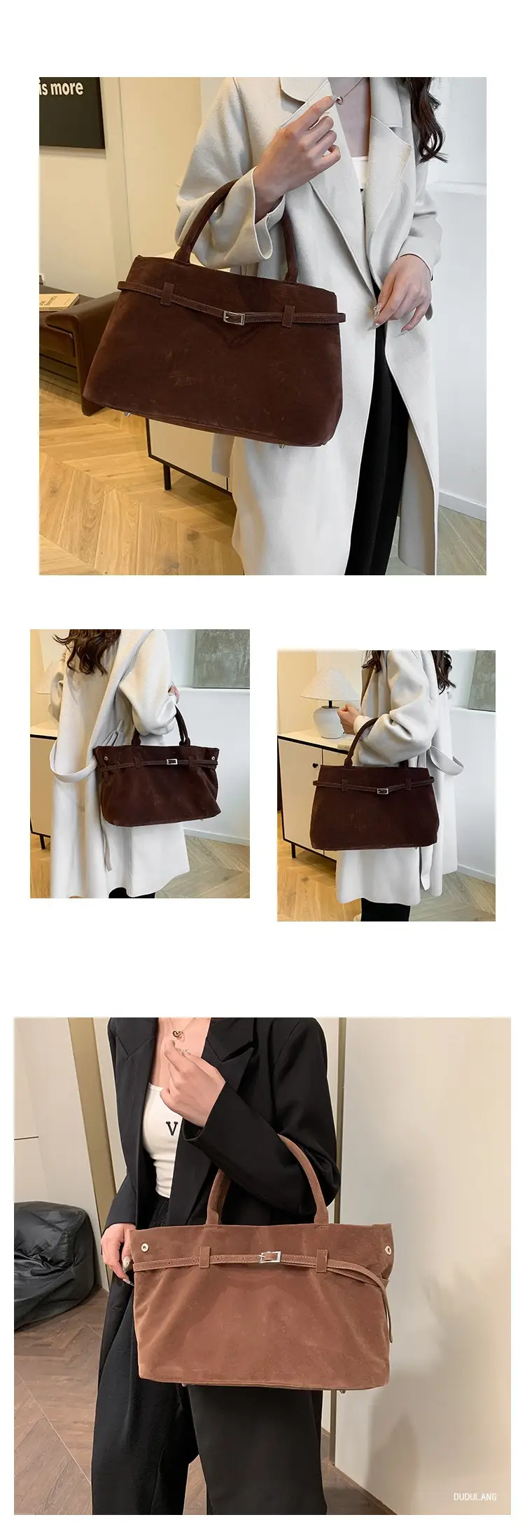Retro Suede Leather Commuter Bag for Women — feature 11