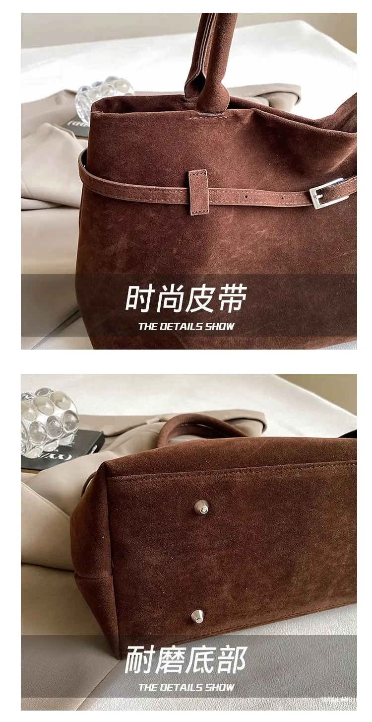 Retro Suede Leather Commuter Bag for Women — feature 2