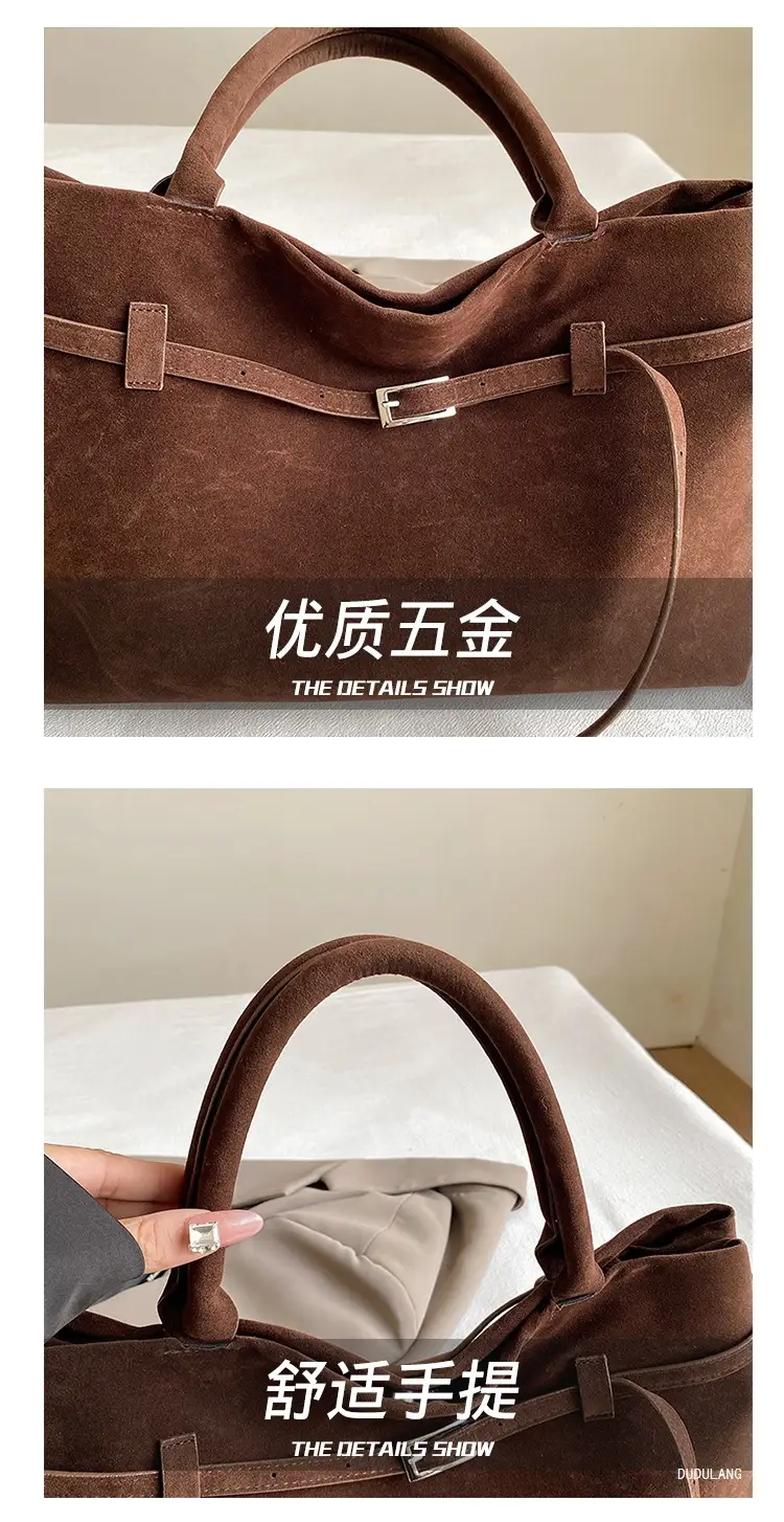 Retro Suede Leather Commuter Bag for Women — feature 3