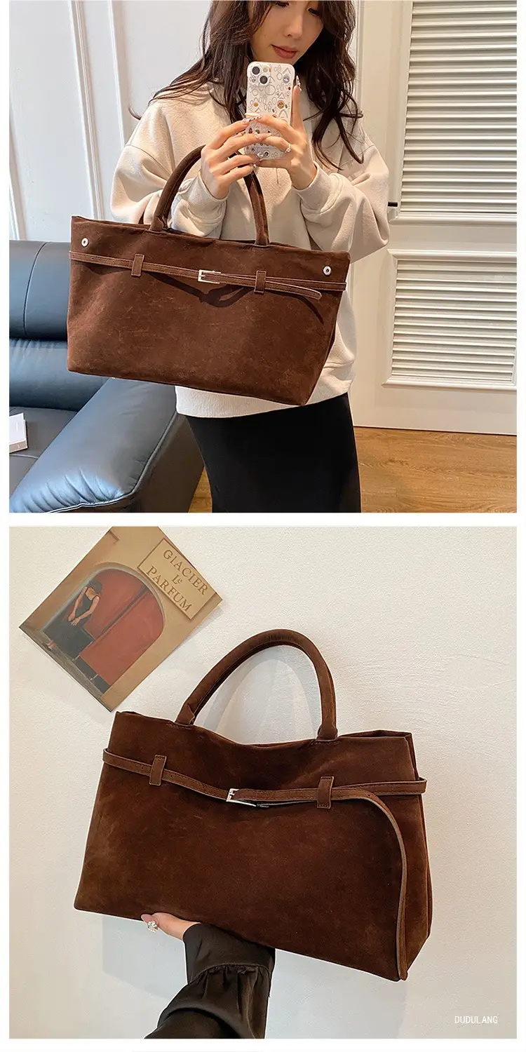 Retro Suede Leather Commuter Bag for Women — feature 5