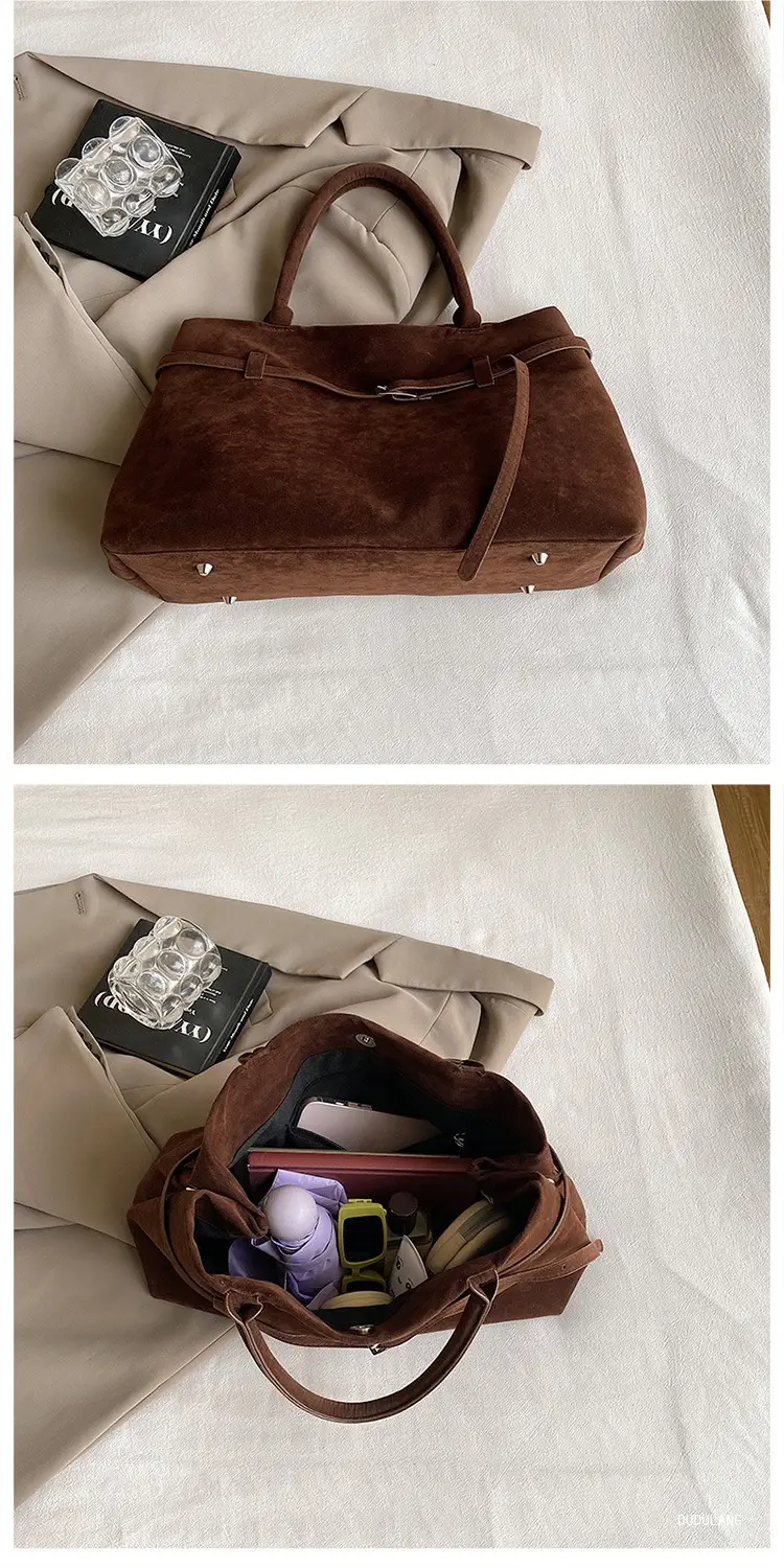Retro Suede Leather Commuter Bag for Women — feature 9