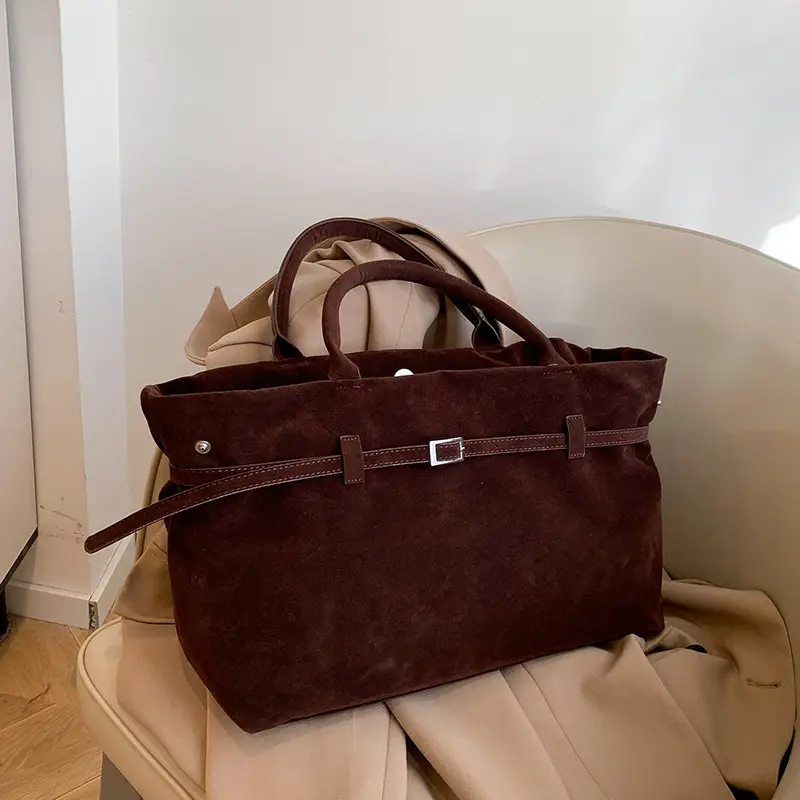 Retro Suede Leather Commuter Bag for Women