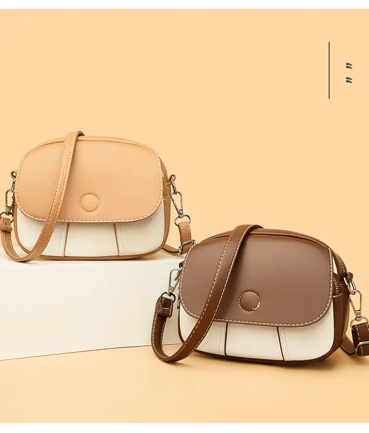 Women Crossbody Bag Mini Multi Layered Brown White — feature 15