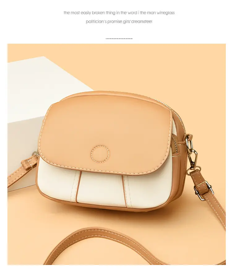 Women Crossbody Bag Mini Multi Layered Brown White — feature 17