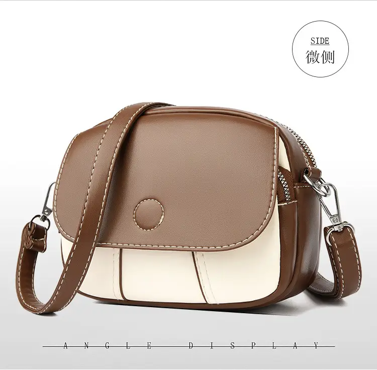 Women Crossbody Bag Mini Multi Layered Brown White — feature 24