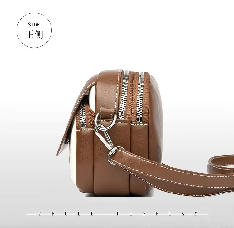 Women Crossbody Bag Mini Multi Layered Brown White — feature 25