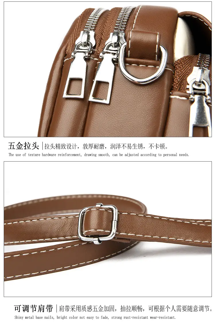 Women Crossbody Bag Mini Multi Layered Brown White — feature 33